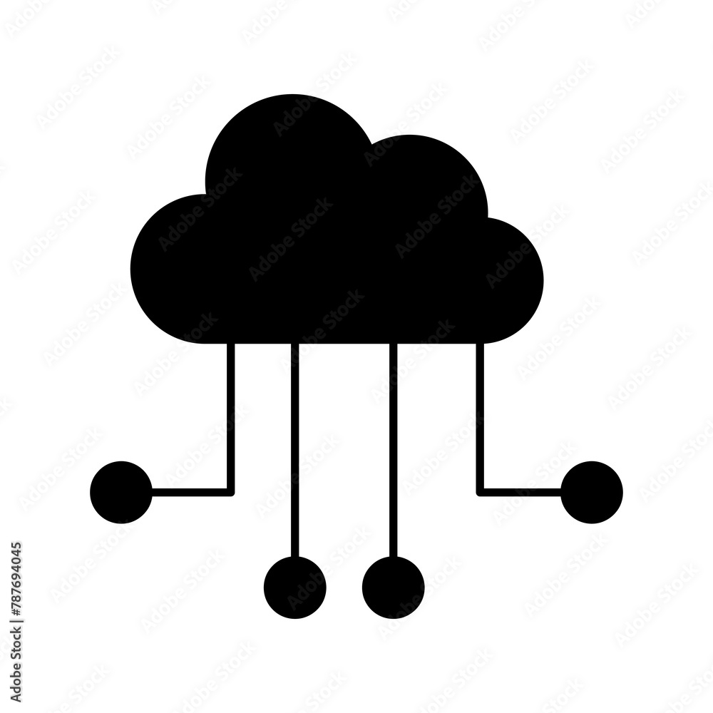 Poster cloud networking icon, simple line cloud circles networkin illustration for web and app..eps