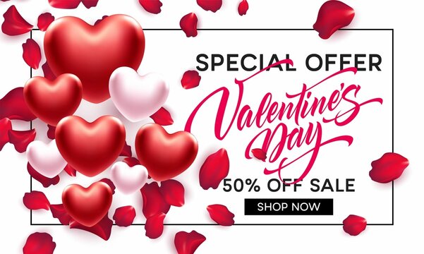 Valentines Day Sale Background With Heart Vector Illustration Eps10
