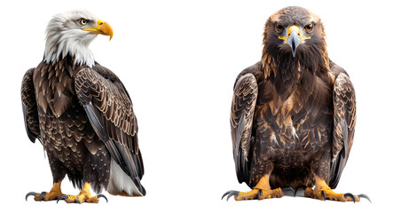 sitting eagle isolated on a transparent PNG background, white background , Generative Ai