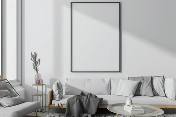 Modern scandinavian interior with poster mockup created with generative ai