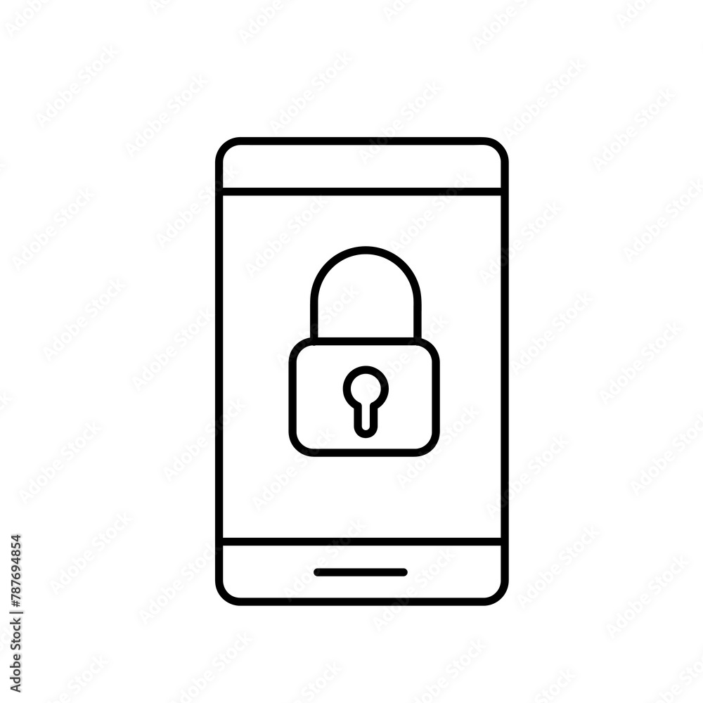 Poster lock in a smart phone icon. vector liner security icon for mobile illustration for web and app..eps