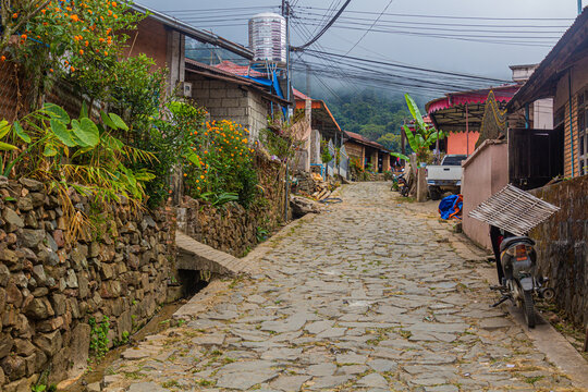 Cobbled street in Phongsali, Laos