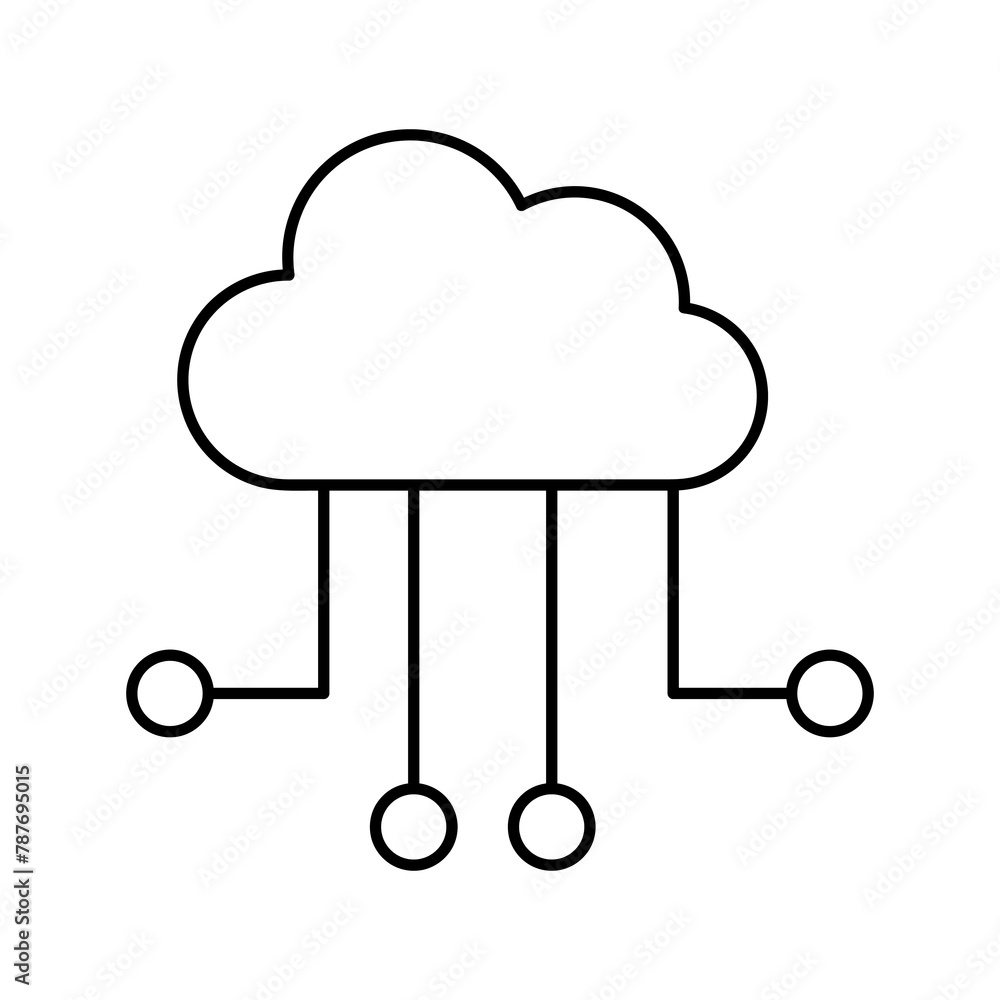 Poster networking icon icon, cloud, circles networking liner illustration for web app on white background..
