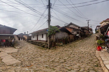 Cobbled streets in Phongsali, Laos