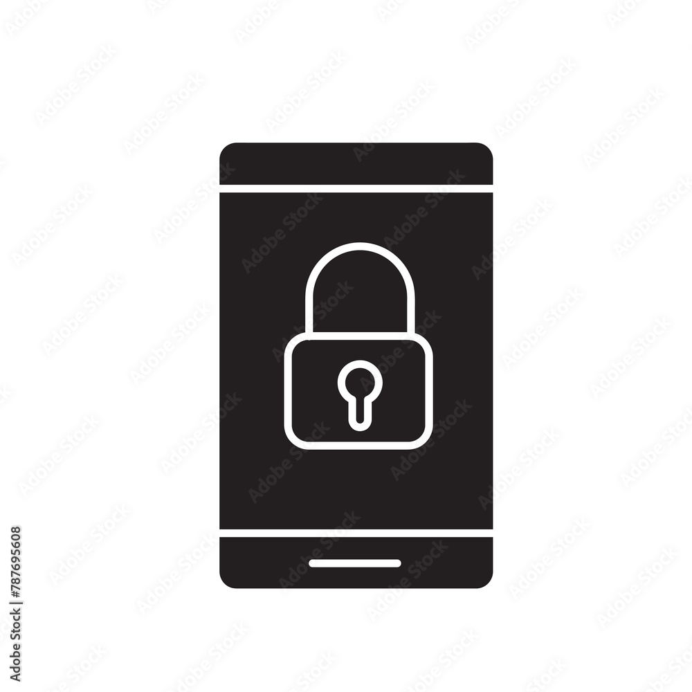 Poster smart phone lock security icon for mobile black illustration for web and app..eps