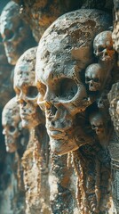 Carved skulls in the wall