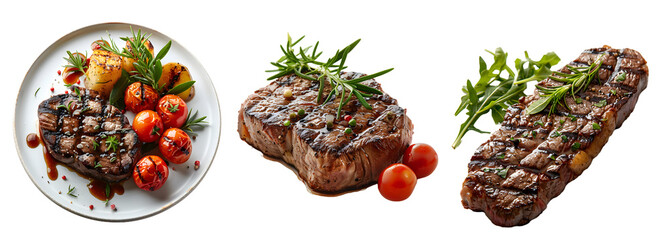 beef steak isolated on a transparent PNG background, white background , Generative Ai