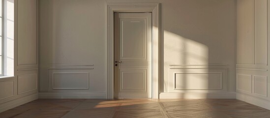 Fototapeta premium Interior room design featuring a closed door