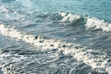 Fototapeta premium Clear blue ocean wave. Abstract background.