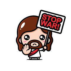 cute jesus with stop war sign