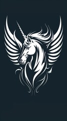 A logo horse pegasus with wings simple vector