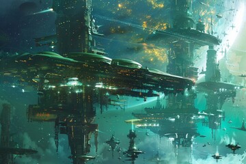 A spacefaring civilization, with interstellar ships exploring the galaxy, colonizing new worlds, and encountering strange alien species