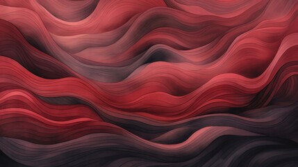 Abstract background with wavy gray lines on dark red forest, water color