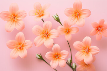 A close up of a bunch of pink flowers on a pink background