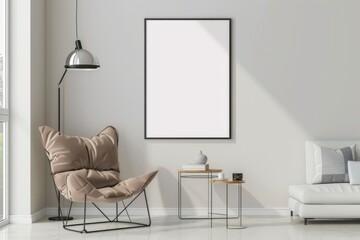 Modern scandinavian interior with poster mockup created with generative ai