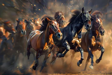 Foto op Canvas The Thrill of the Race: Capturing the Excitement of Horse Racing, The Sport of Kings: Exploring the History and Traditions of Horse Racing, Admiring the Graceful Athleticism of Racehorses © EliteStock
