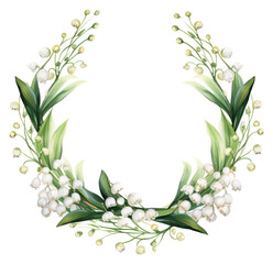 PNG Lily of valley flowers frame wreath plant white.