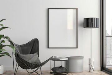 Modern scandinavian interior with poster mockup created with generative ai