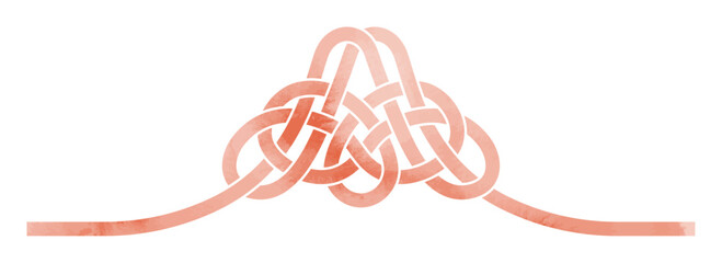 水彩風_富士山の水引リボン_年賀状素材