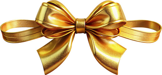 Golden ribbon tied in a bow cutout