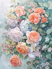 Elegant floral painting with soft pastels