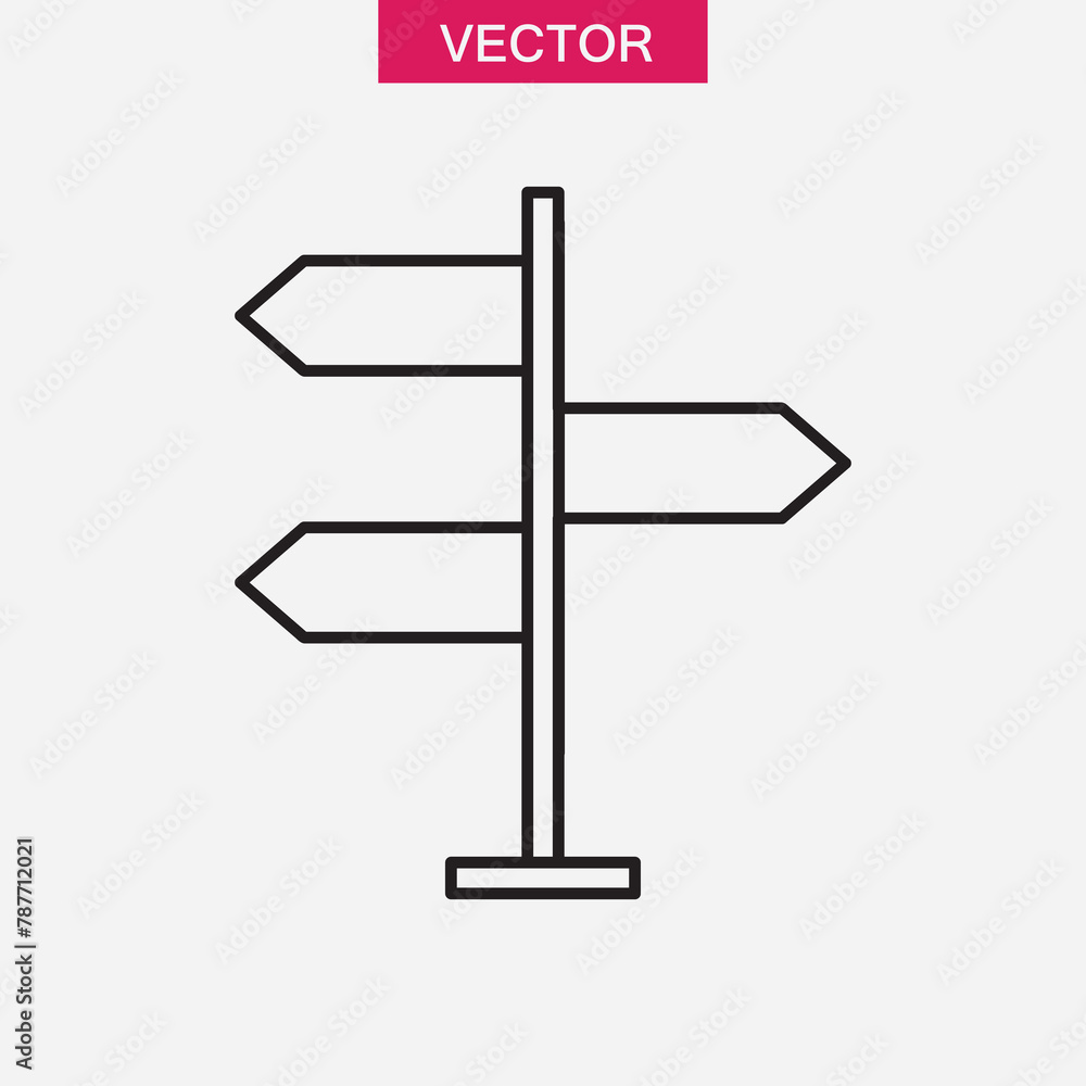 Poster road pointer outline icon. vector signpost panel simple illustration for web and app..eps