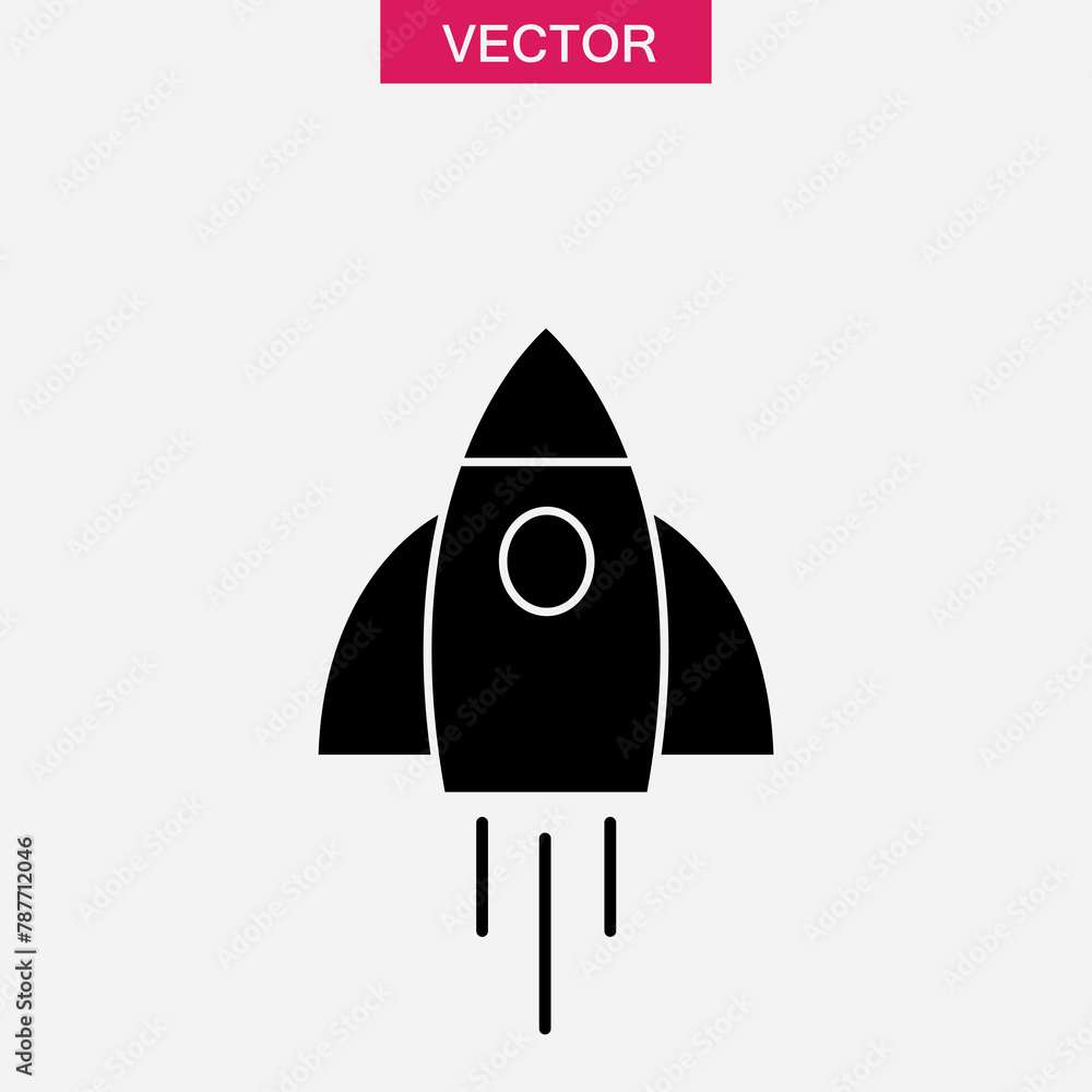 Poster rocket launch vector icon, business startup vector flat illustration for web and app..eps