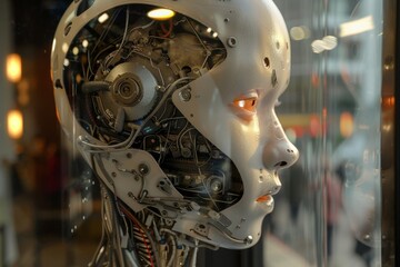 Fototapeta premium Artificial intelligence that has a mind of its own Struggling to understand their place in the world and the meaning of their existence.