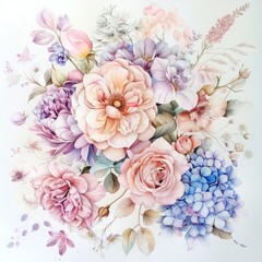 A vibrant illustration of various flowers in full bloom arranged together against a white background, highlighting the beauty of each species