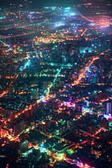 Aerial View of a Sprawling Urban City at Night