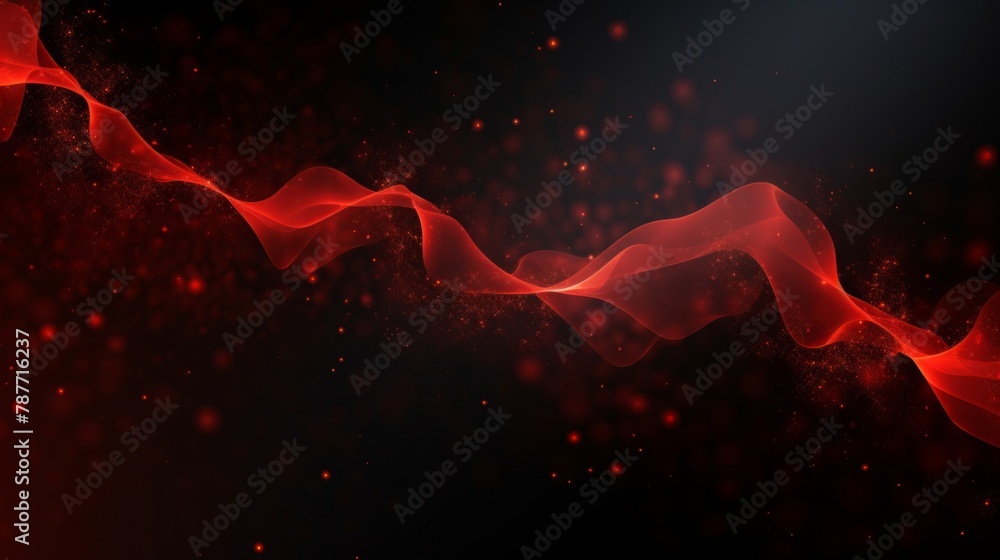 Wall mural red black abstract background with flowing particles