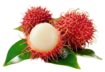 PNG Rambutan fruit with leaf plant food white background.