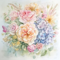 Elegant floral watercolor painting vibrant hues