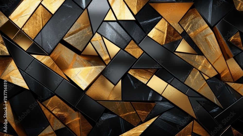 Poster stunning abstract background that combines intricate metallic textures with bold geometric shapes