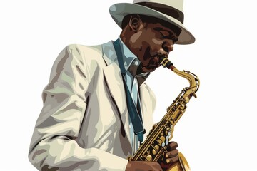 Fototapeta premium illustration of a jazz musician playing the saxophone
