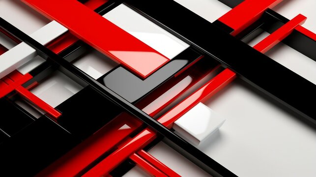 White, black and red colors lines on an empty background piles stacks crossed colors