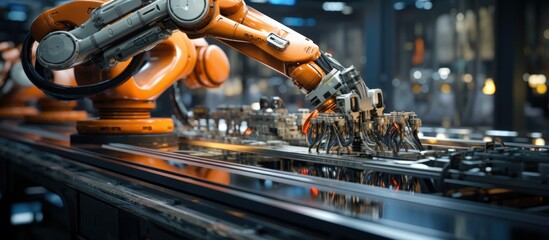 Smart Industry Robot Arms Digital Factory Production Technology Showing Automation Manufacturing Process Industry 40 4th Industrial Revolution Iot Software Control Operation