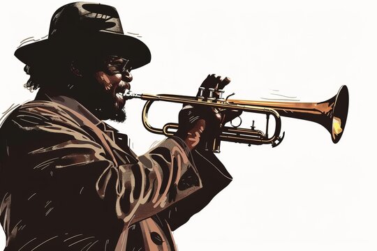 illustration of a jazz musician playing the trumpet