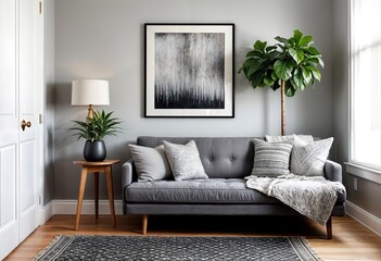 Modern Scandinavian Living Room Design with Beige Wall