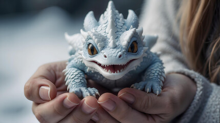 Baby Snow Dragon in Hand