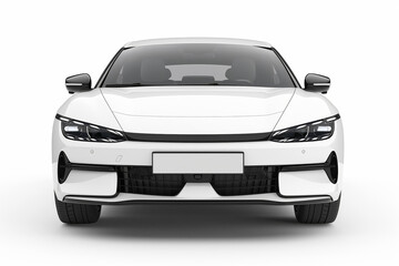 White modern car front view on white background