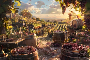 Fotobehang Harvest Time Bliss: Capturing the Essence of Traditional Winemaking © Elijah