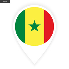Senegal marker flag icon with white border isolated on white background.