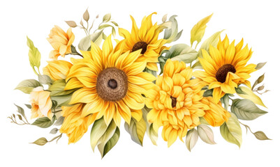 PNG  Sunflowers garden border plant inflorescence creativity - obrazy, fototapety, plakaty