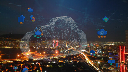 Cloud computing concept. Communication network. High quality photo