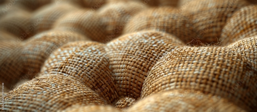 Poster close-up view of a stack of burlock material showing a minor gap in the center, commonly used for va