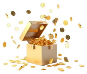 PNG Gift box coin gold celebration