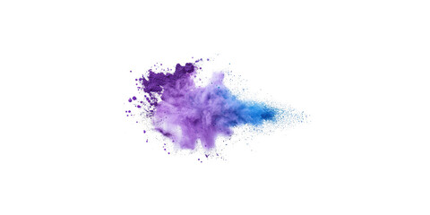Abstract powder splash in purple and blue colors on a white background