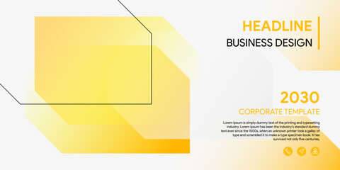 Business cover template in vector with abstract yellow shape background