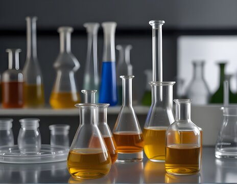 Silicone oil in container, chemical analysis in laboratory, chemical raw materials in industry
